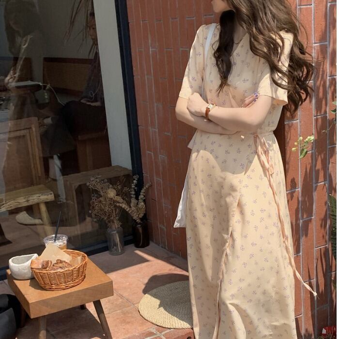 スプリングサマーウェスト薄手Aラインスカート スタイルフローラルドレス レース 春物 夏物 花柄 レースアップ ドラファッションホール32512700362