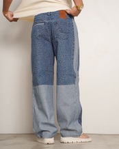【#Re:room】LEOPARD PANELED WIDE DENIM PANTS［REP323］