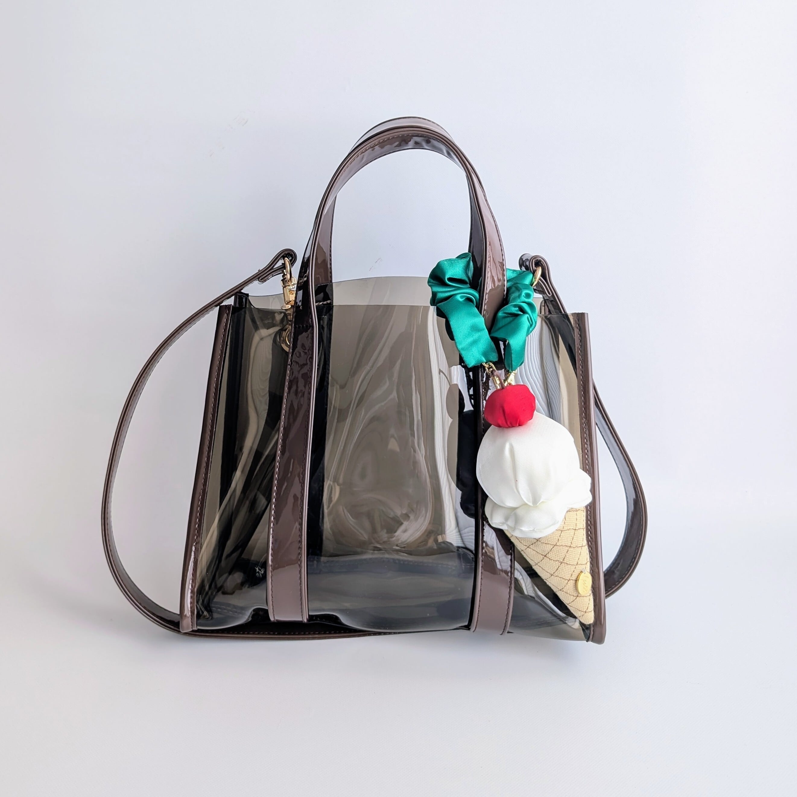 チャーム付き Sheer MINI tote bag（ブラウン）