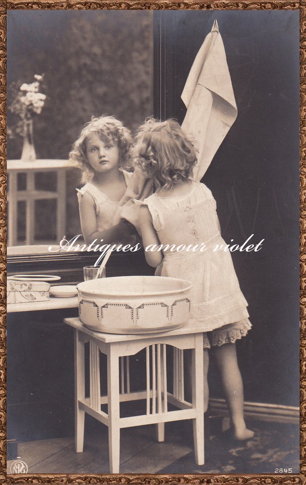 Antique postcard セーラー服の愛らしい少女 1908年 France H.Manuel
