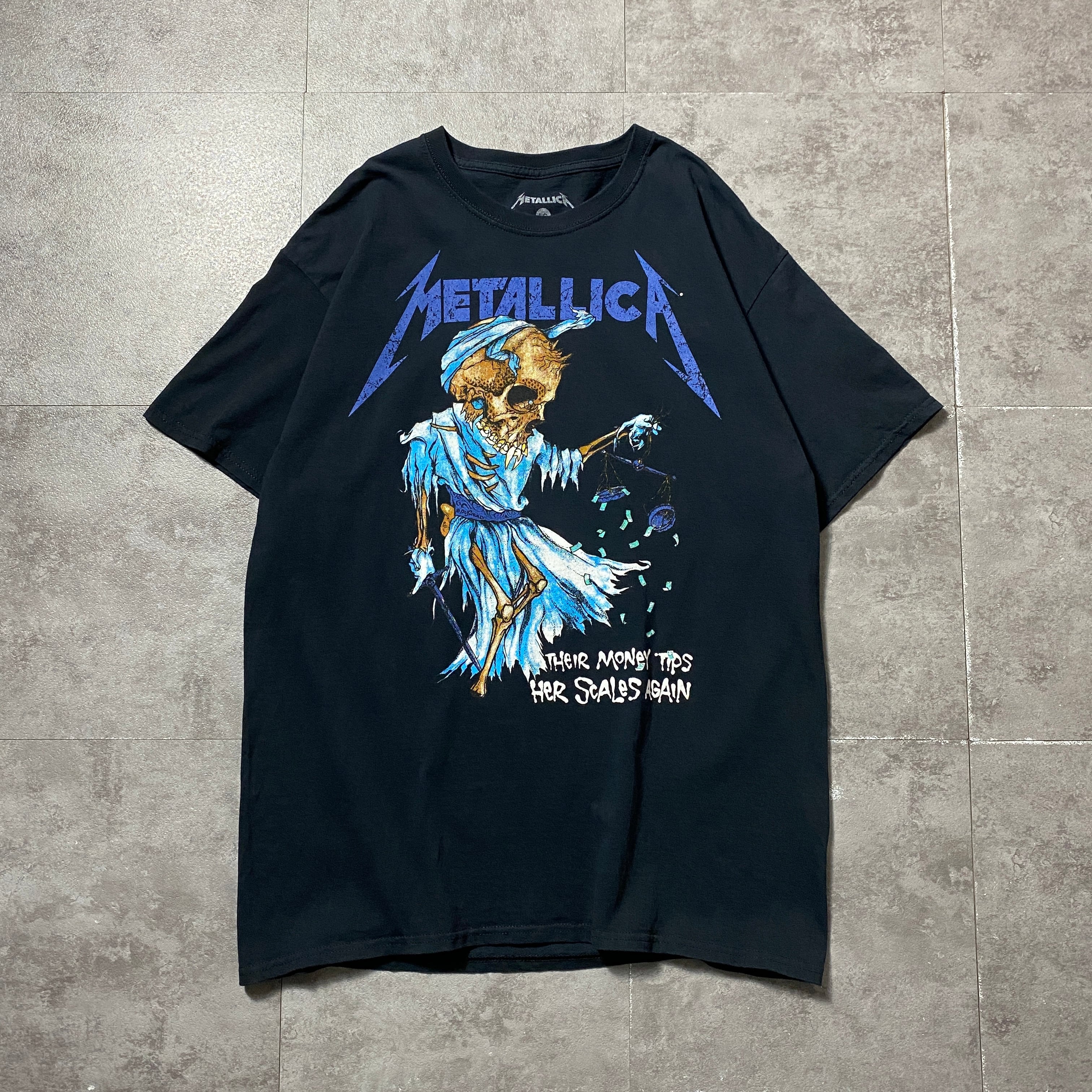 METALLICA メタリカ スカル グラフィック 両面プリント ブラック 黒 T