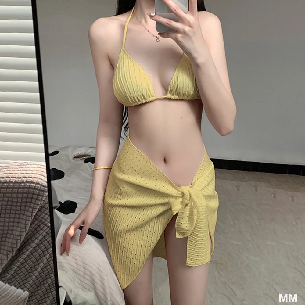 女性用ハイウエストビキニセット,ホルターネック水着,プッシュアップ