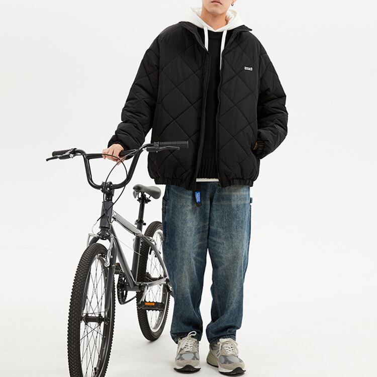 ★RETRO LOZENGE COTTON STAND COLLAR COAT　　　20372