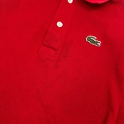 70s 80s ビンテージ◆CHEMISE LACOSTE シュミーズ ラコステ 文字ワニ 半袖 ポロシャツ 鹿の子 サイズ 38/赤 レッド系/レディース