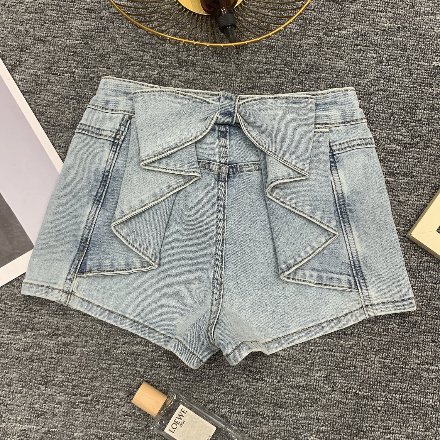 bottoms】バックリボンデニムショートパンツ M30724 | nanastyle bottoms】バックリボンデニムショートパンツ M30724 | nanastyle