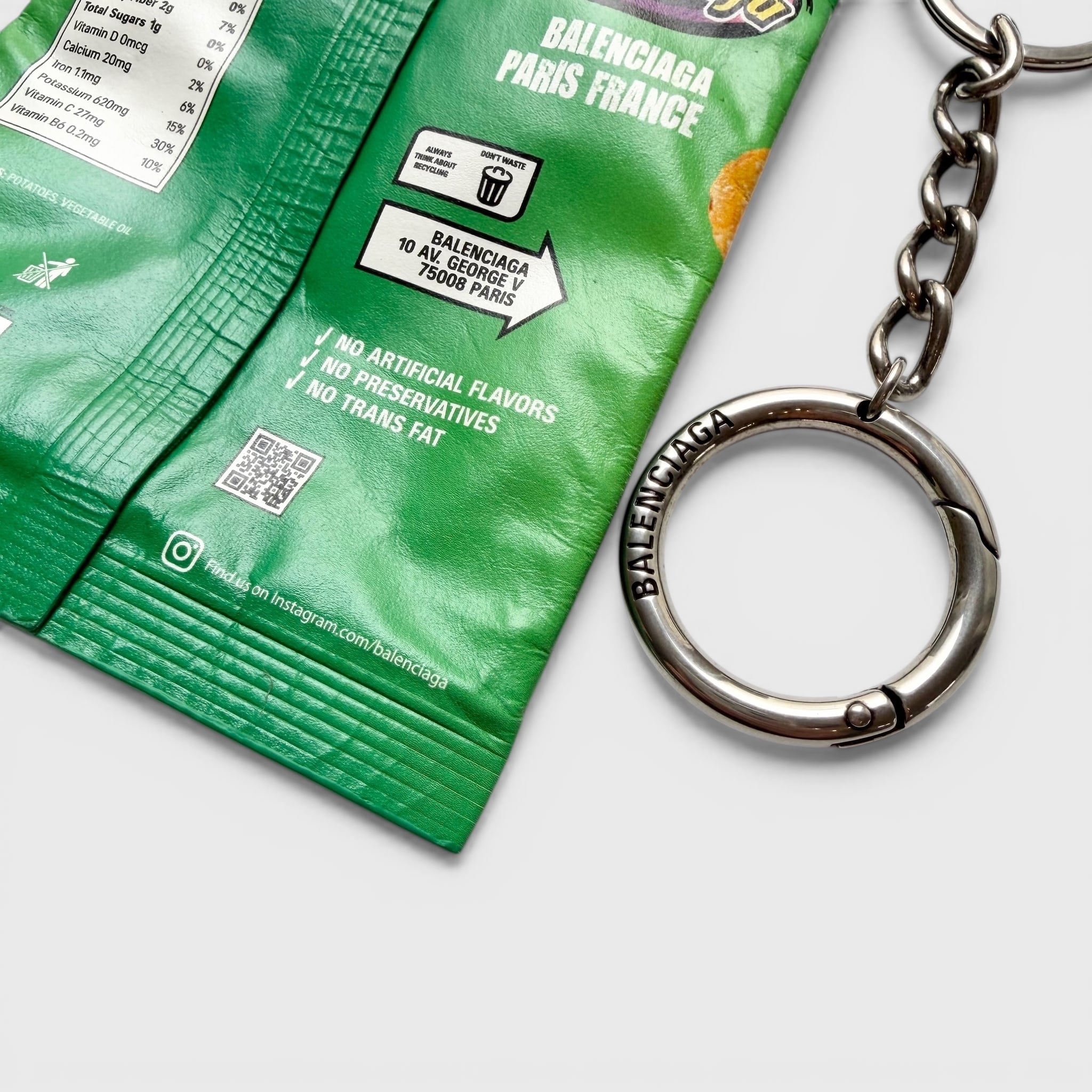 BALENCIAGA Keychain Chips Charm Calfskin Green | BRAND RESORT