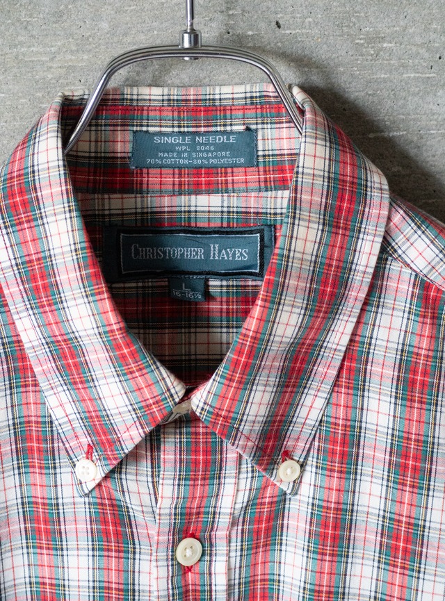 "CHRISTOPHER HAYES" 1980s Tartan plaid B.D. shirt
