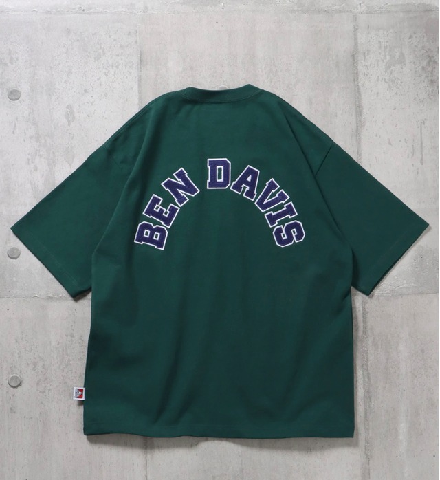 BEN DAVIS (ベンデイビス) バックロゴワッペン ビッグシルエット Tシャツ 半袖 (51)ボトルグリーン C-2580049