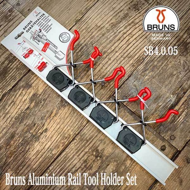 Bruns Aluminium Rail Tool Holder Set SB4.0.05 ブランズ アルミニウム レイル ツール ホルダー セット ホルダー4個 工具収納 ガレージ ドイツ DETAIL