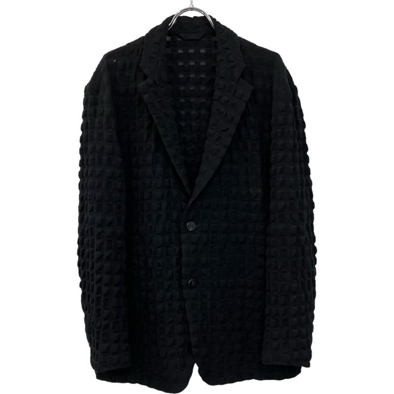 『美品 ISSEY MIYAKE MEN single check waffle easy wool tailored jacket』USED 古着  イッセイ ミヤケ メン シングル チェック 格子 ワッフル シワ加工 ウール テーラード ジャケット | libertereuse powered  