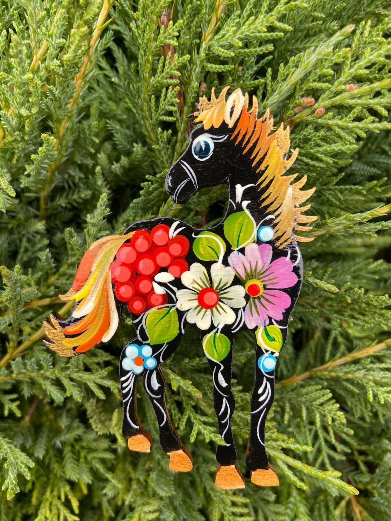 ペトリキフカ塗りのマグネット 2026/午年モデル　馬（Khomenko製作） - 1