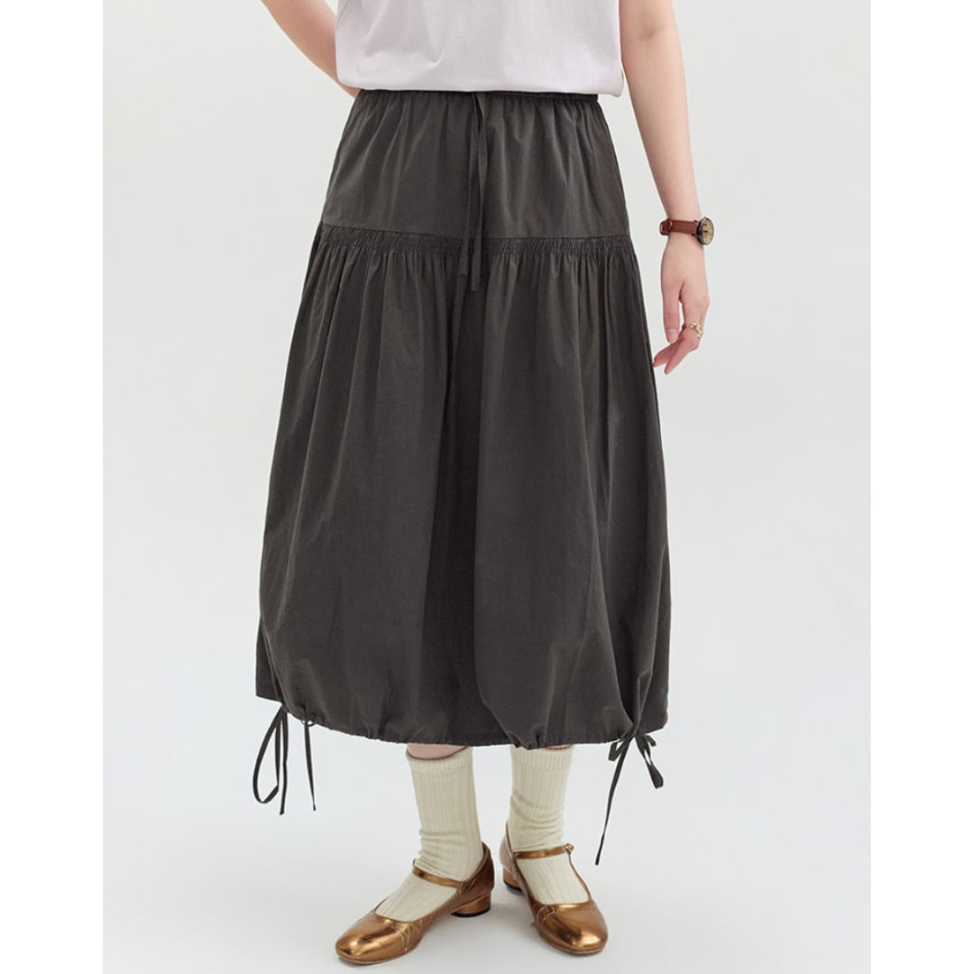 gathered balloon long skirt