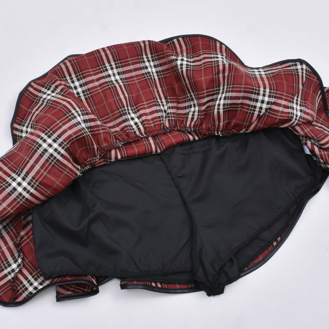 チェックスカート 9/10新着】ダブルZIP☆チェーン付ベルトチェックスカート