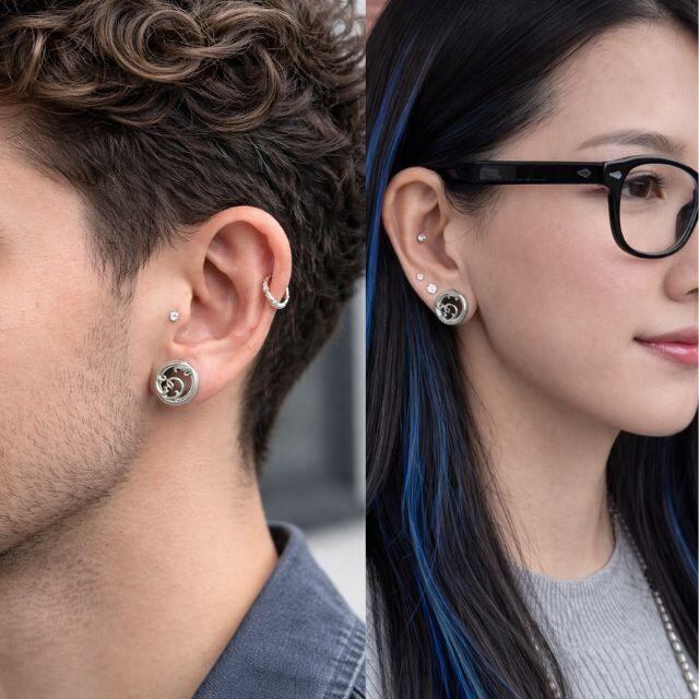 一粒ダイヤモンド ピアス 0.1ct 18G 16G 14G チタン 金属アレルギー