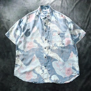 art-like smoky color "pure silk" design shirt