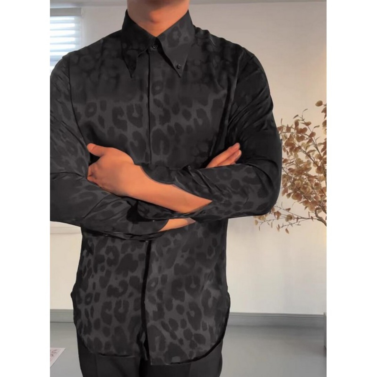 draped slim shirt 00049