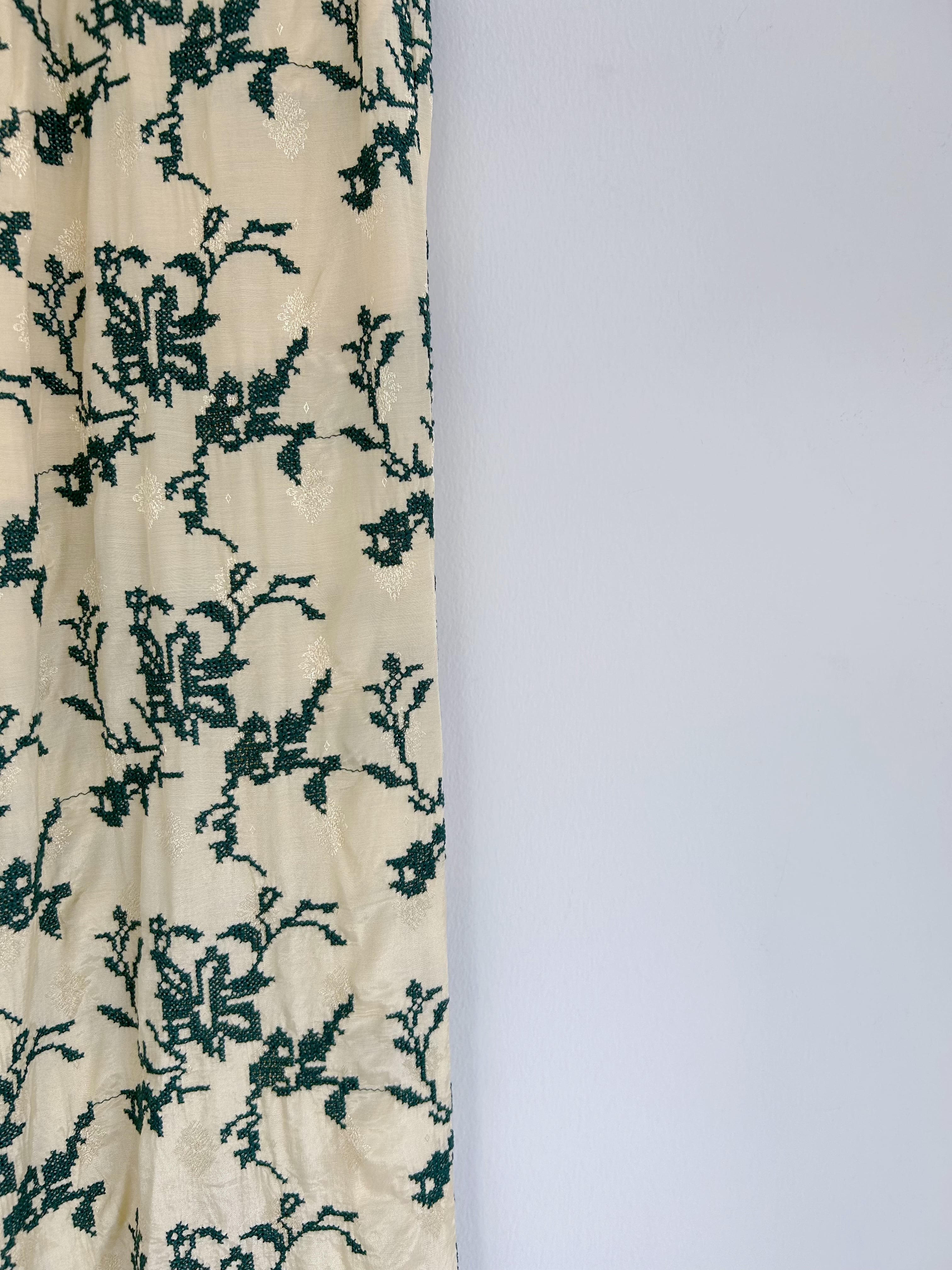 Sara Mallika Rayon Jaquard Flower All Over Embridery Pants | KOKO