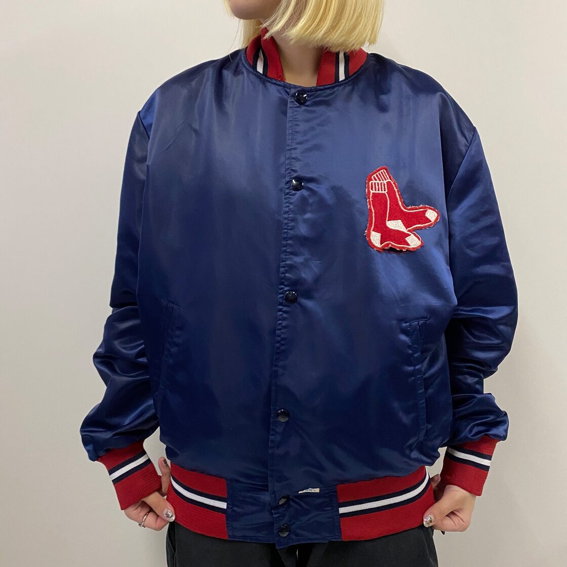 90年代 カナダ製 MLB ボストン レッドソックス ナイロンスタジャン 