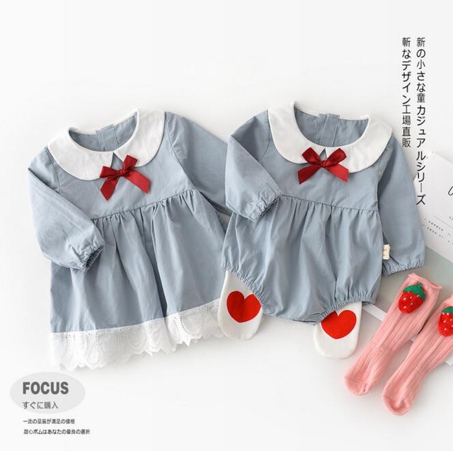 女の子 姉妹 ロンパース ワンピース お揃い 可愛い 春 秋 2タイプ Dyh海外子供用品