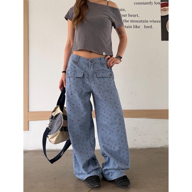 flower pocket colored pants　フラワーポケットカラーパンツ　J2065