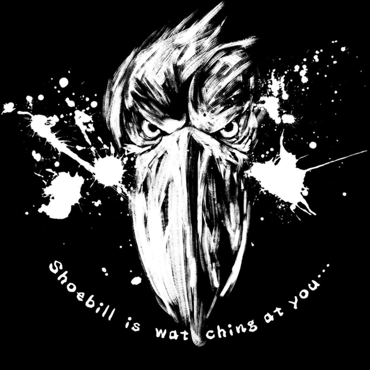 バックプリントフルジップパーカー★墨絵ハシビロコウ【ブラック】