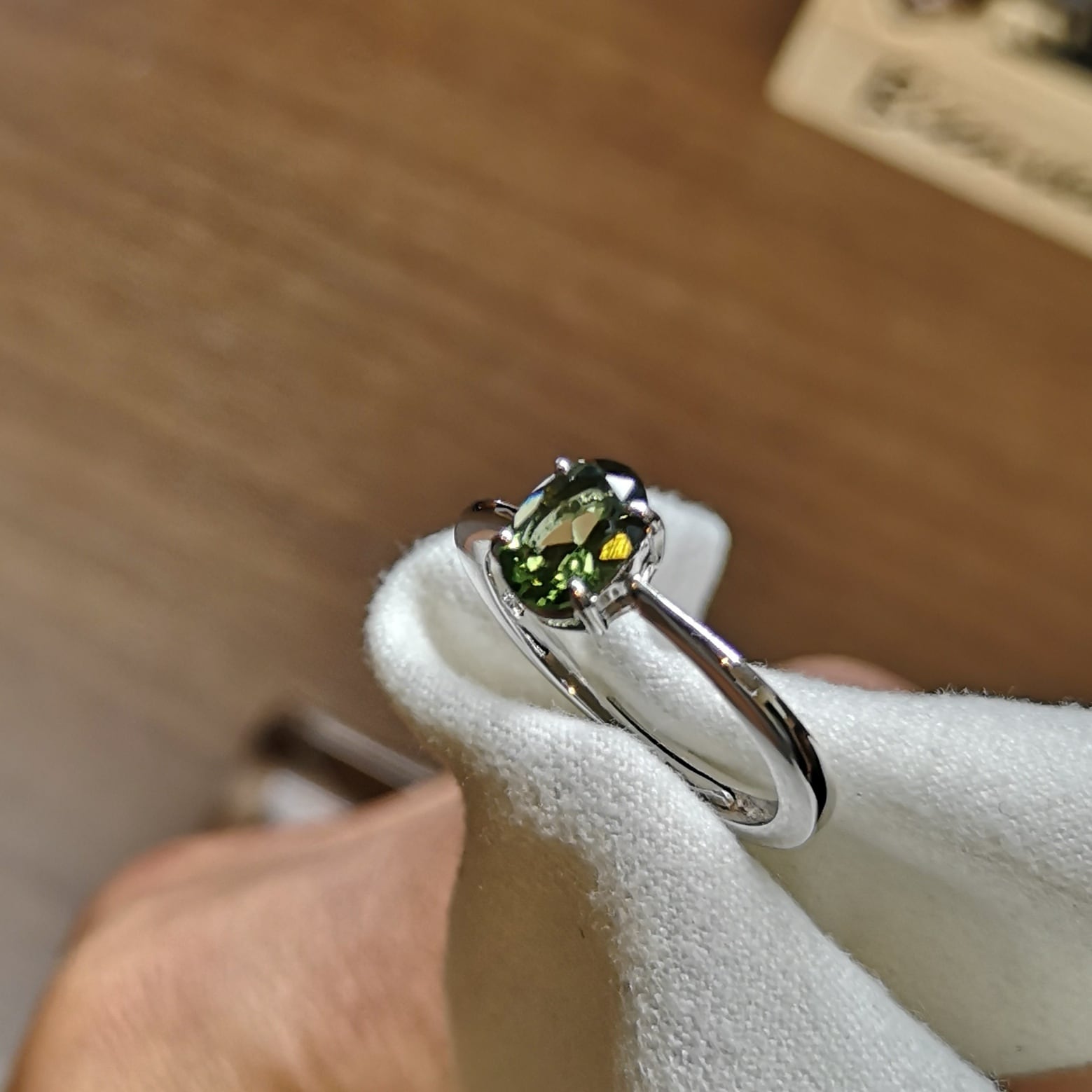 天然石 宝石質 天然 モルダバイト リング シルバー925 フリーサイズ 
