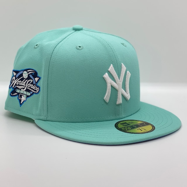 NEW ERA cap ニューエラ キャップ ニューヨークヤンキース 59FIFTY 2000 New York Yankees ワールドシリーズ サイドパッチ 日本未発売 アイスブルー 美色