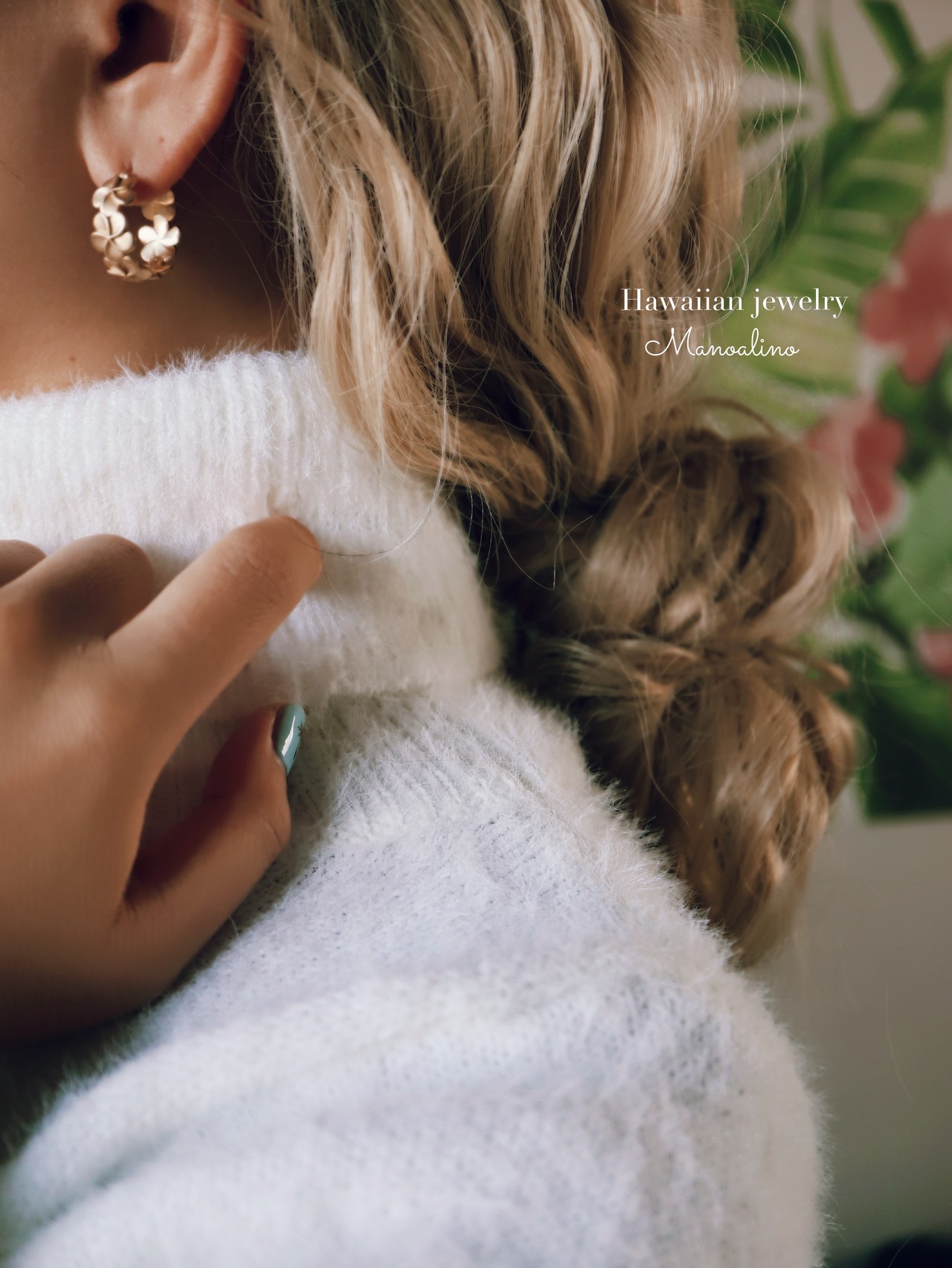 Plumeria  hoop earring Hawaiian jewelry(ハワイアンジュエリープルメリアフープピアス)