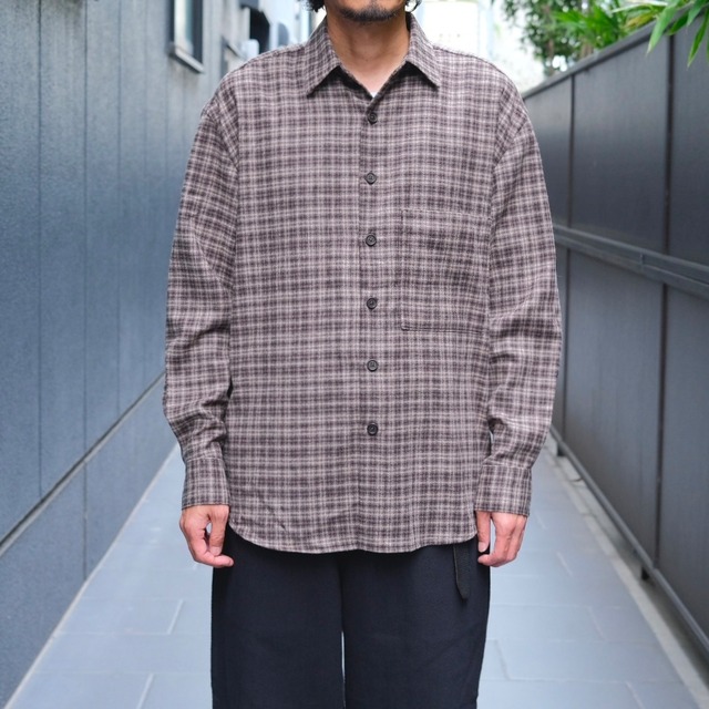 EVAN KINORI(エヴァン キノリ) / Big Shirt Two lrish Wool Flannel-Brown/Beige-