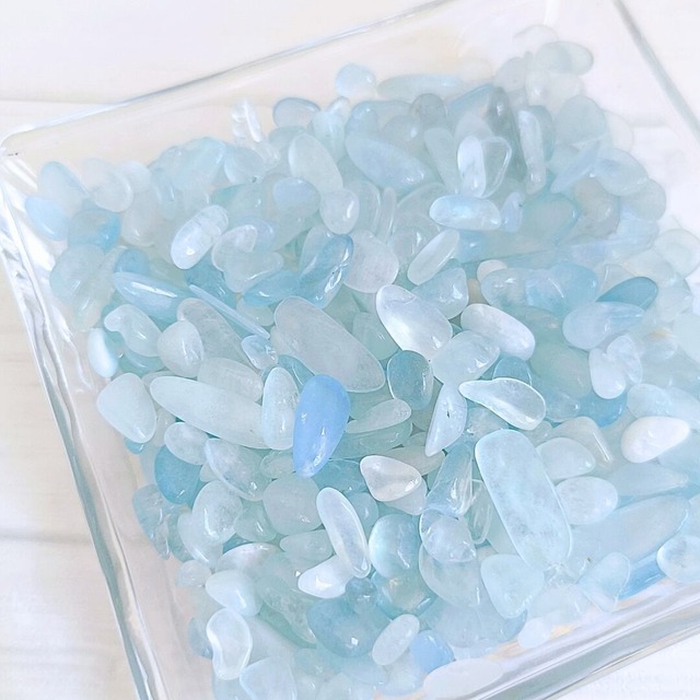 アクアマリン (100g) 藍玉 ベリル 緑柱石 天然石さざれ石 穴無しチップ