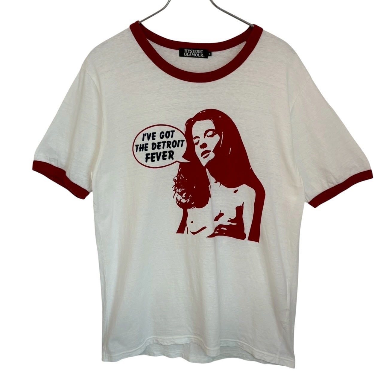 【神サイズ】ヒステリックグラマー☆ビックロゴ　リンガーＴシャツ　即完売　a2 HYSTERIC GLAMOUR ヒステリックグラマー Tシャツ L リンガー センター