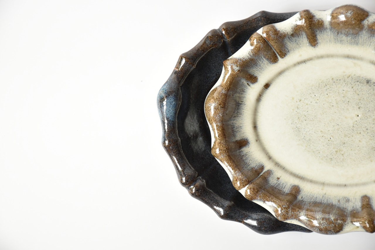 小代瑞穂窯 / 福田るい : ダ円皿 KT 青