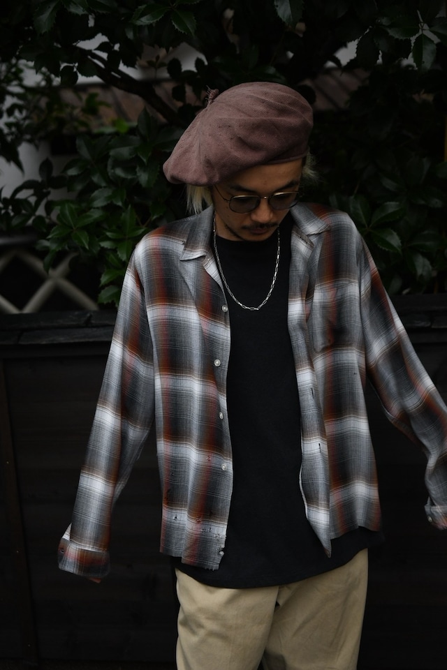 OK/60's "Penny's" art boro ombre check vintage rayon shirt