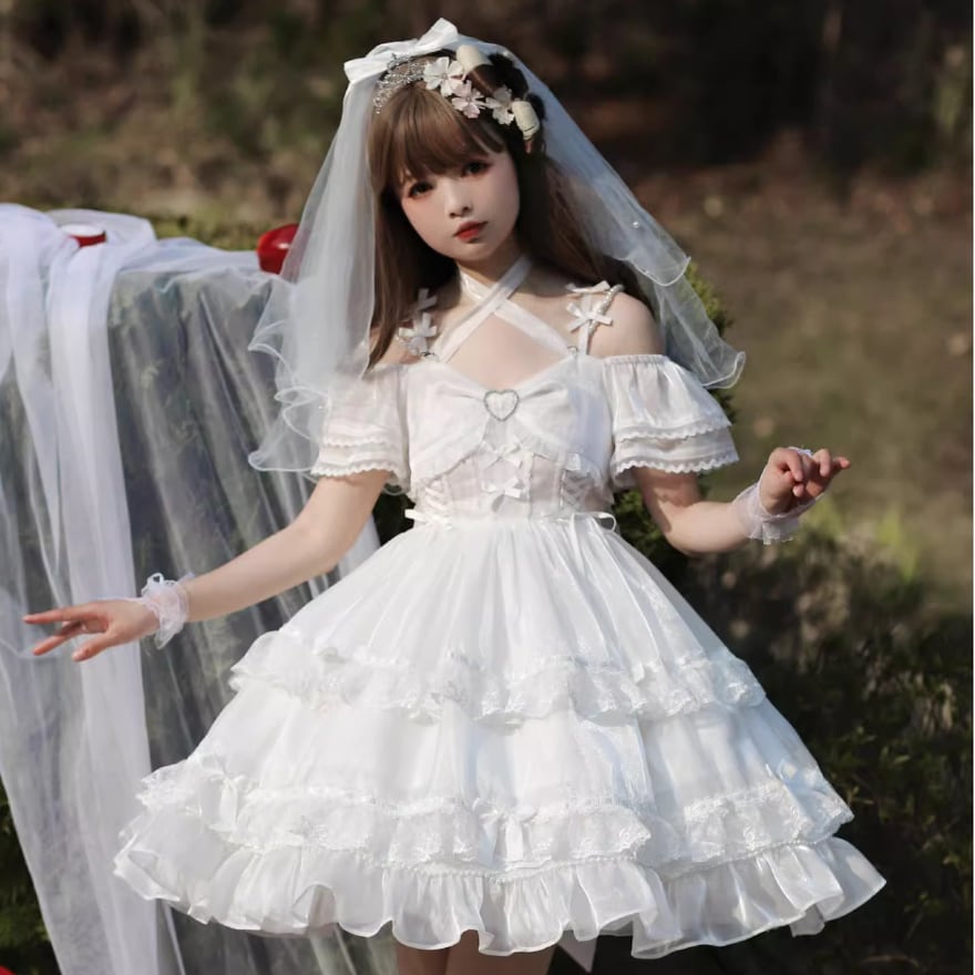 【シュガーガール】夢境のプロローグ ロリィタドレスフルセット ホワイト c31b73d4ebc02ea4de137f2c4d11a4