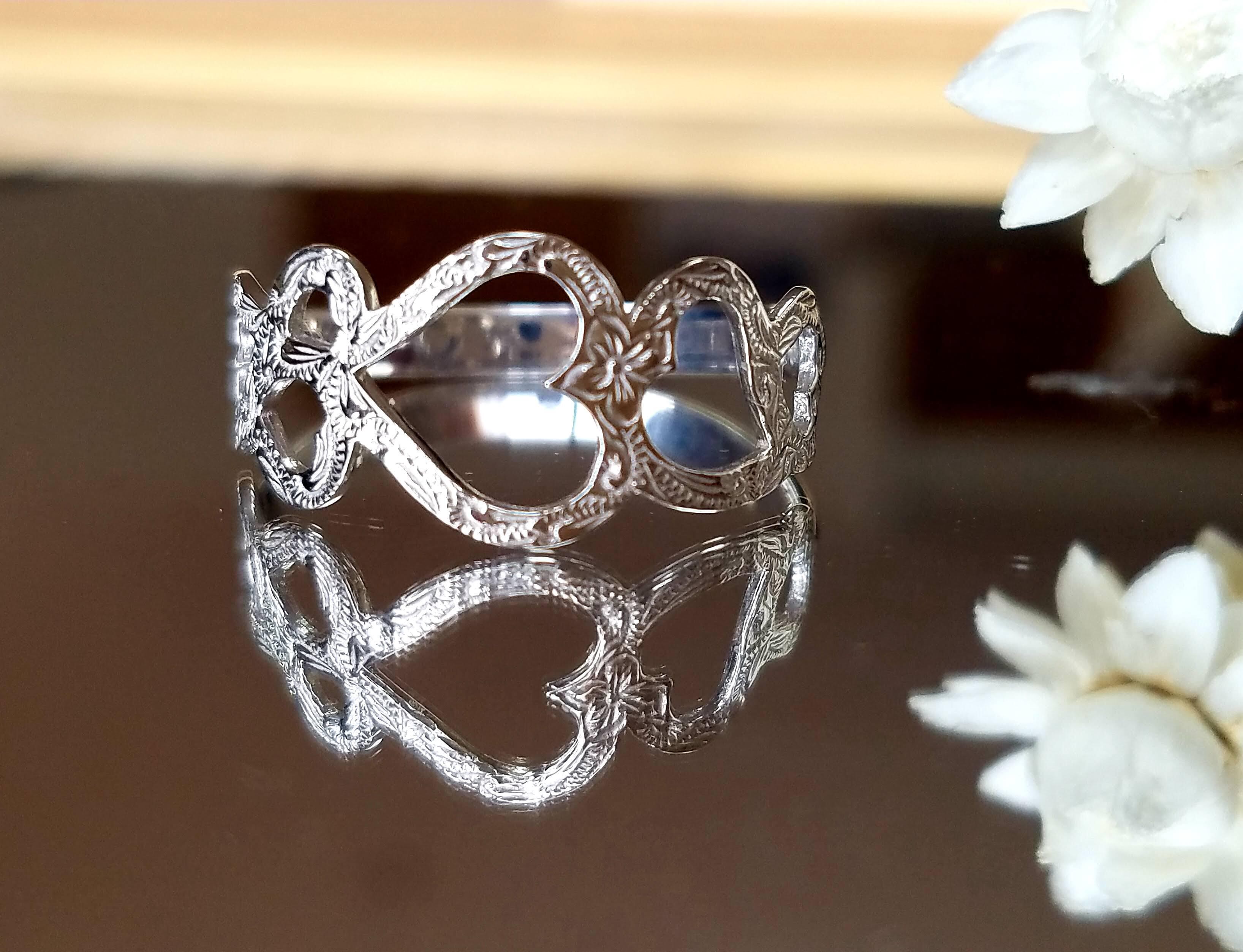 ハート&ハート透かしリング ハワイアンジュエリー シルバー《送料無料》