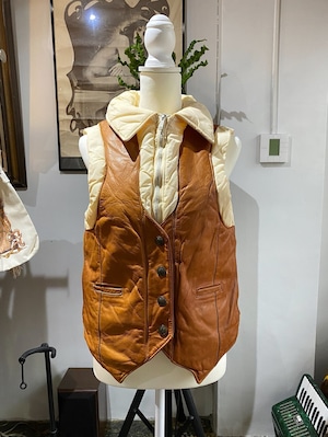 70’s Leather × down vest