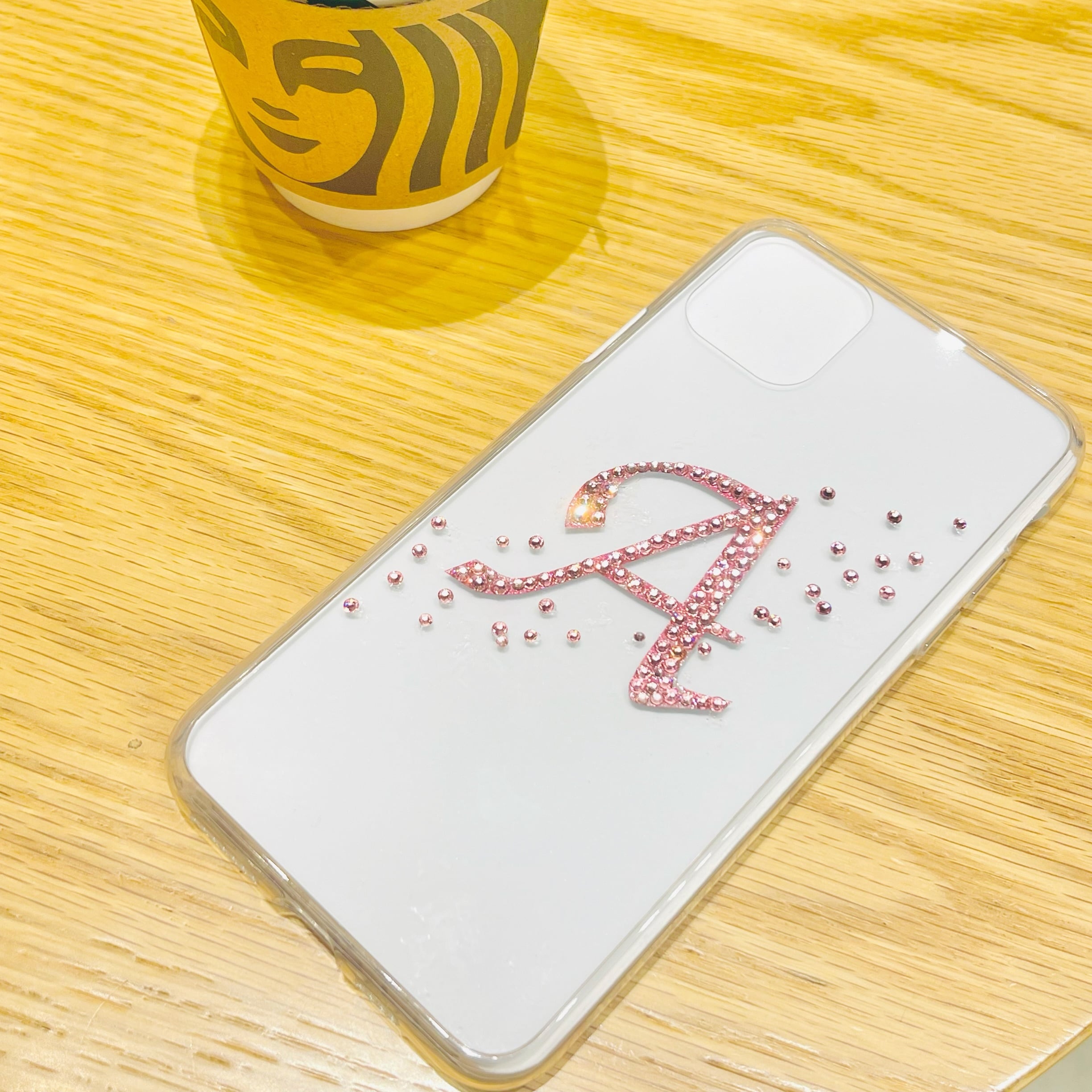 スワロフスキー ビジュ盛り スマホケース キラキラスマホカバー 春桜ピンク 