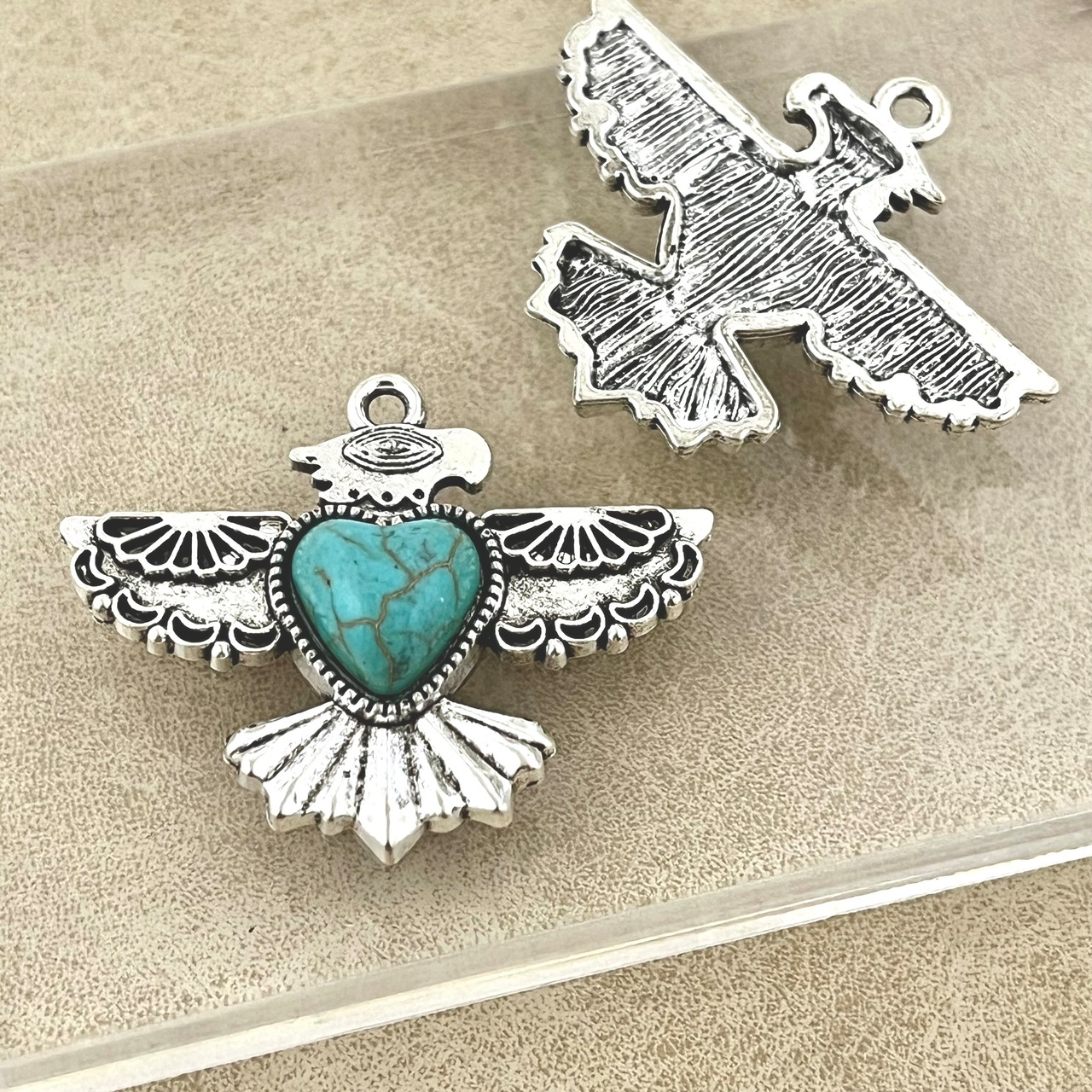 イーグルハートターコイズチャーム/ペンダント/アクセサリーパーツ