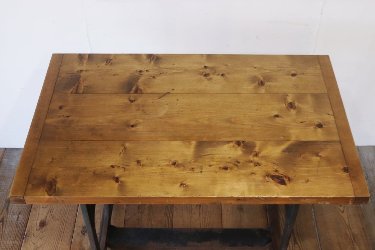 ヴィンテージ 作業台 テーブル 机 展示台 インダストリアル 天板 無垢