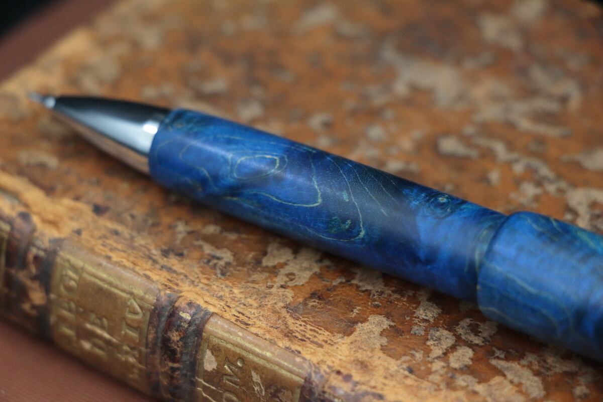 スタビライズドウッド メイプルバール 瘤杢 ネイビーブルー・多機能