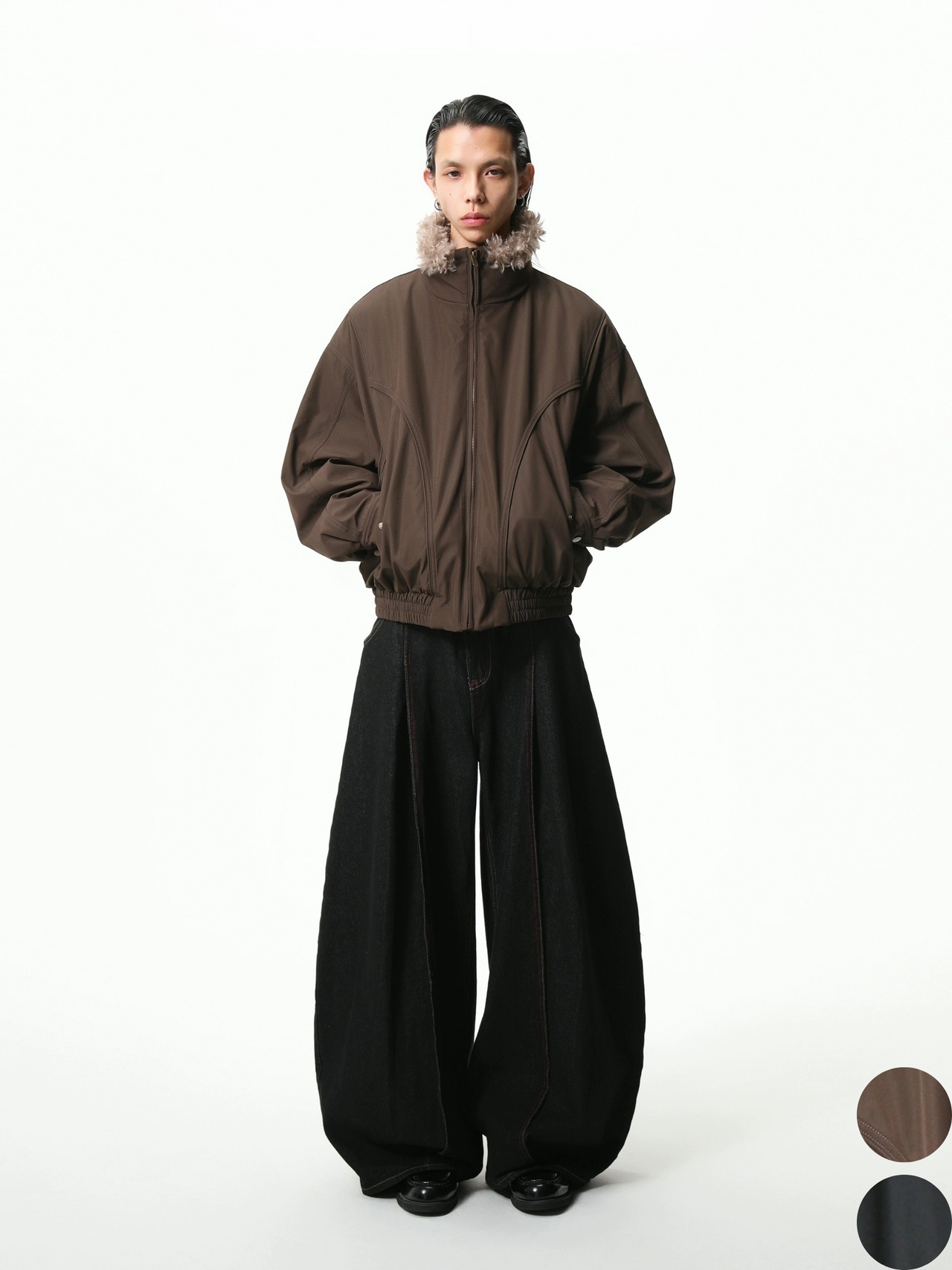 BOOGOOVOGUE Wolf Fur Collar Down Bomber