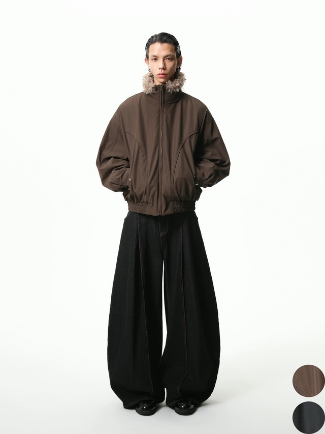 BOOGOOVOGUE Wolf Fur Collar Down Bomber