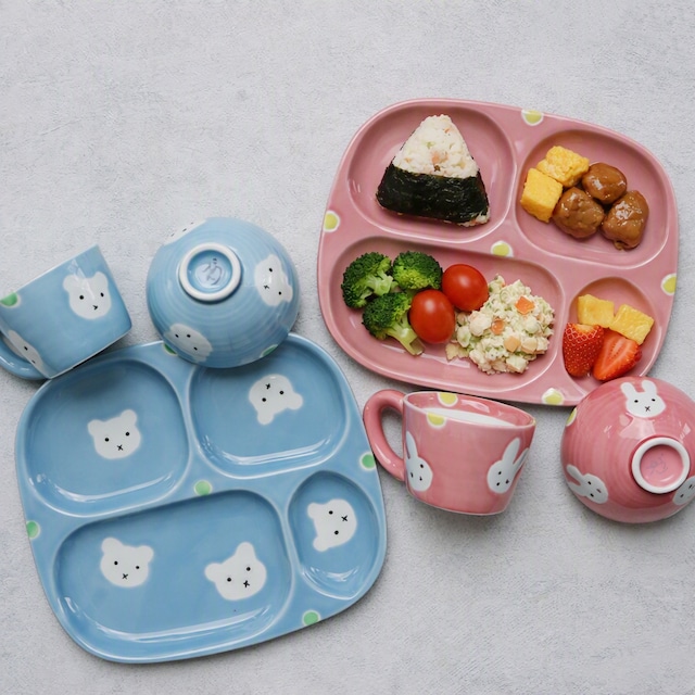 波佐見焼　子供用食器３点セット（うさぎ・くま）　15-067