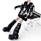 European-style tie-dye patchwork V-neck knitwear (NC303)