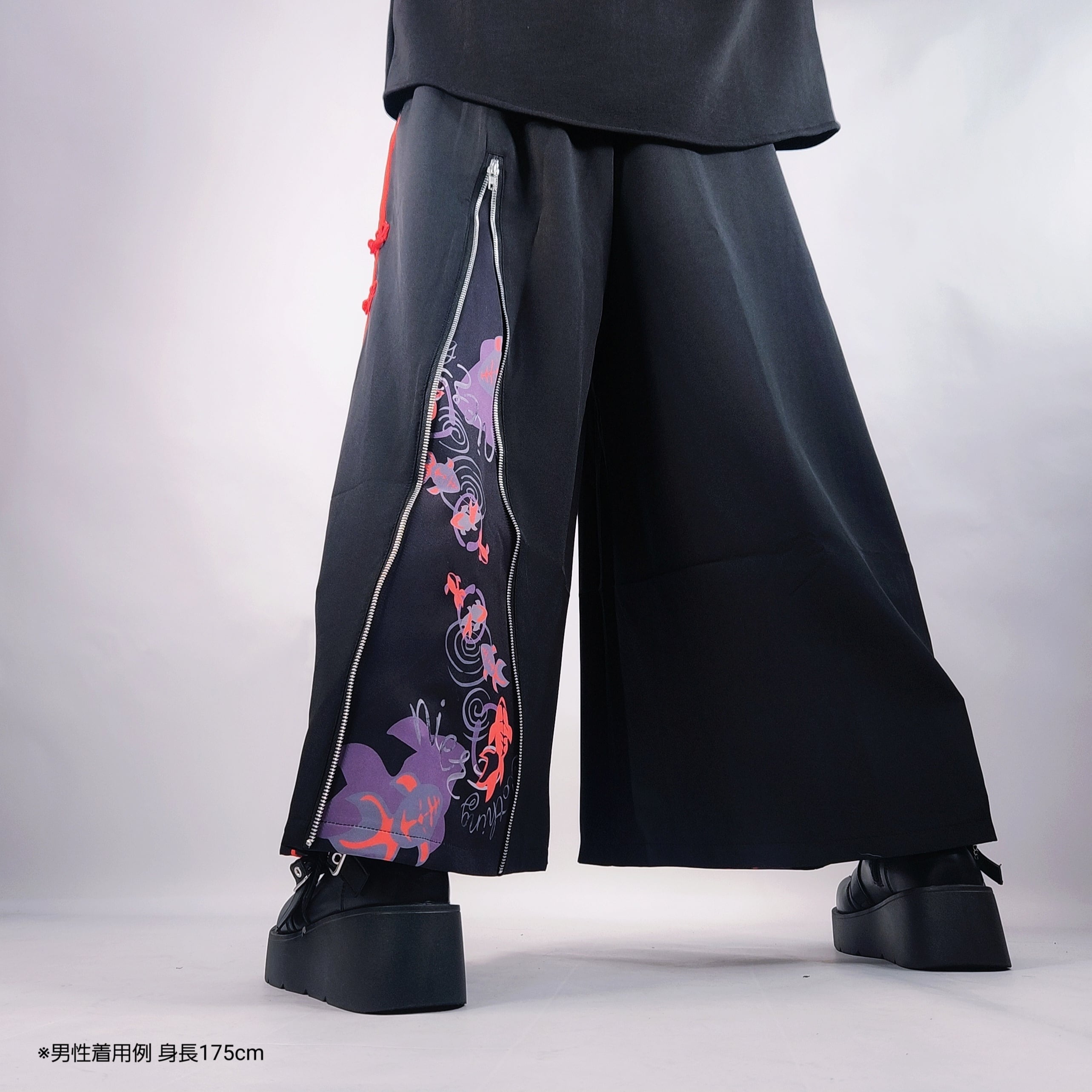 先着77点ばら撒きプレゼント】ZIP SLIT×チャイナライン和装WIDE PANTS