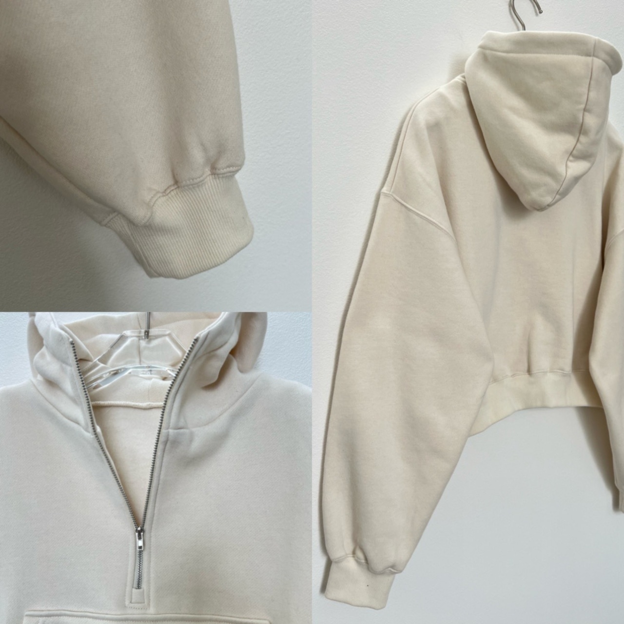 裏起毛ハーフZIPショート丈PK/エクリュ