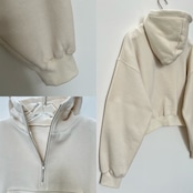 裏起毛ハーフZIPショート丈PK/エクリュ