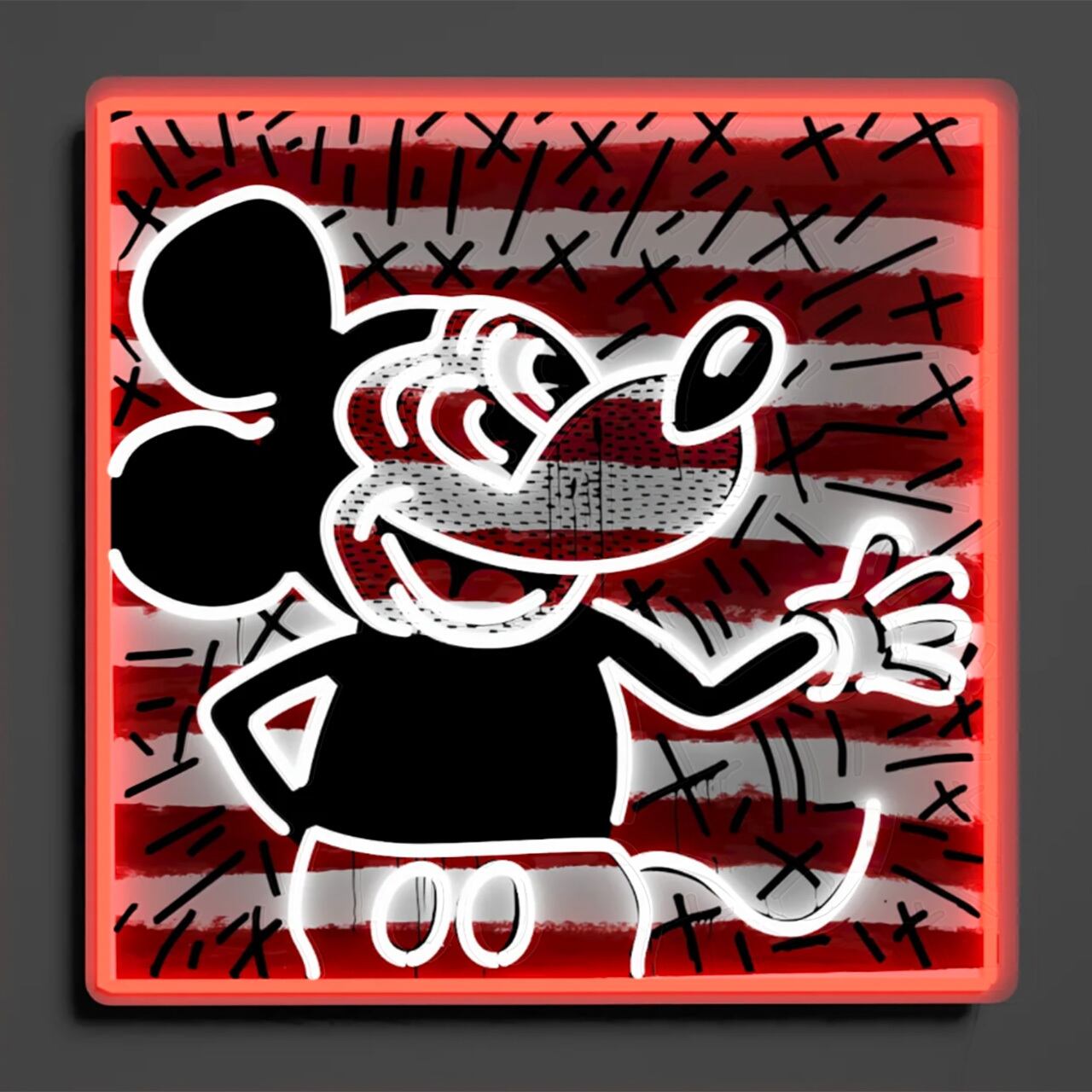 Keith Haring x Mickey “Retro stripes”／LED ネオンサイン [展示品 