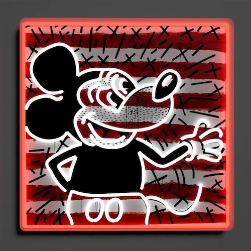 Keith Haring x Mickey “Retro stripes”／LED ネオンサイン