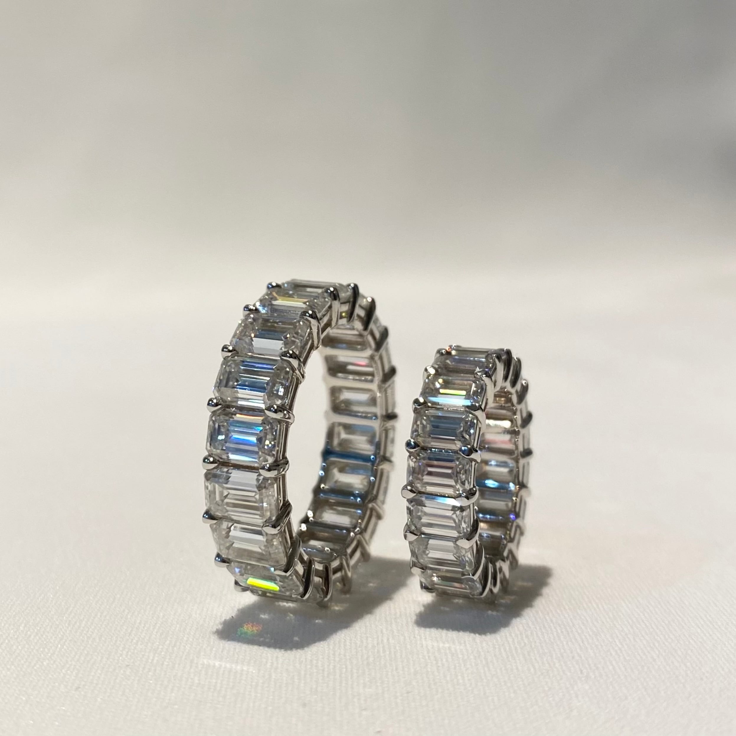 3*5mmエメラルドカット フルエタニティリング Silver925 プラチナ